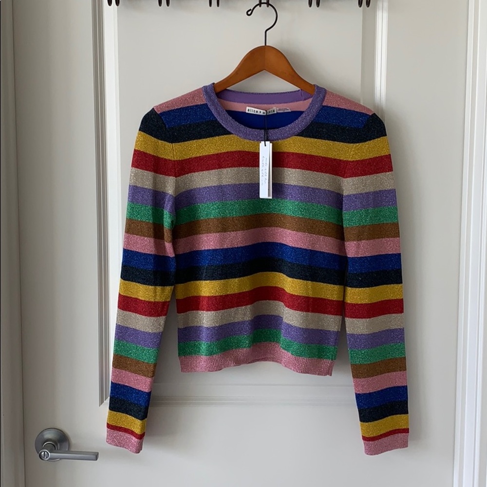 NWT Alice + Olivia Rhodes Striped Sweater